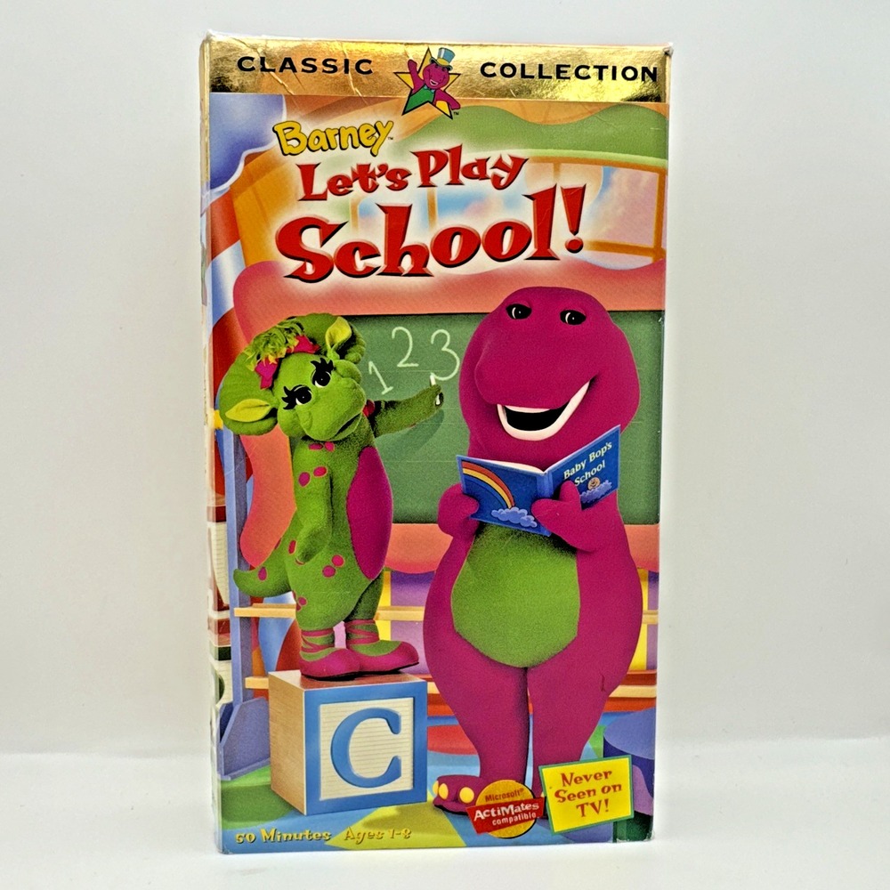 Barney's Let's‎ Play School! VHS Video Tape Classic ABC's 123's Sing-Along Songs